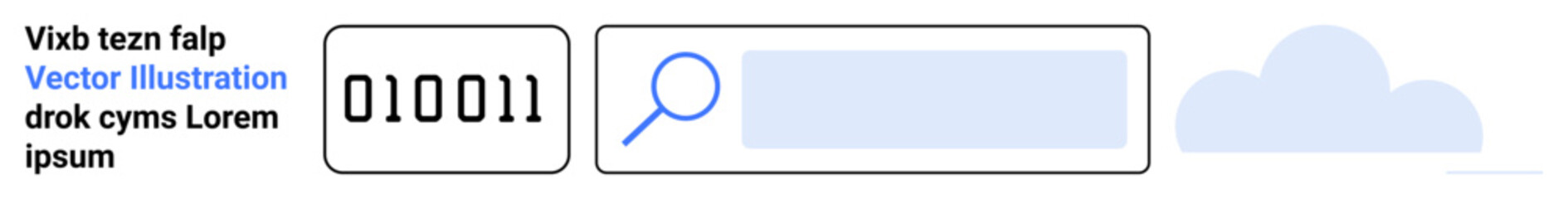 Fototapeta premium Technology, cloud computing, digital search, binary data, user interface, online navigation. Image features a digital search bar, binary code and cloud. Technology and cloud computing concepts