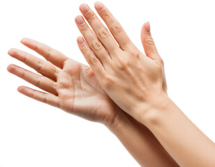 Hands in Touching Pose on White Background