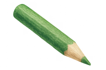 Green drawing pencil creating artistic school stationery supplies