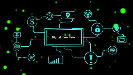 Digital Icon Flow Chart with Network Connections and Abstract Bokeh Lights image photo. - Powered by Adobe