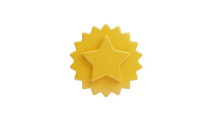 3D Golden Star Award Badge on transparent background