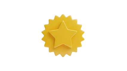 3D Golden Star Award Badge on transparent background