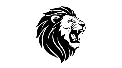Fototapeta premium Black and White Lion Head Illustration.