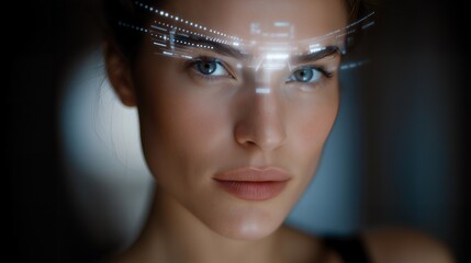 A 360-degree face scanner that captures skin texture in ultra-high detail, rotating around the user like a sci-fi halo while generating a depth map for custom-tailored creams — advanced skin