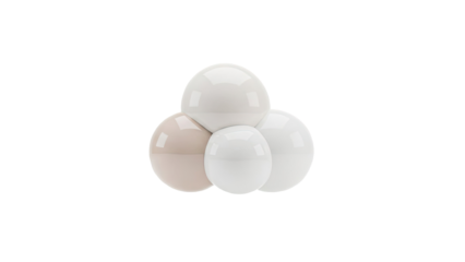 3D Abstract cluster of spheres with reflective surfaces on transparent background