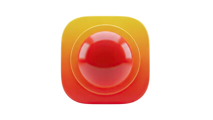 3D Abstract gradient icon with red sphere on transparent background
