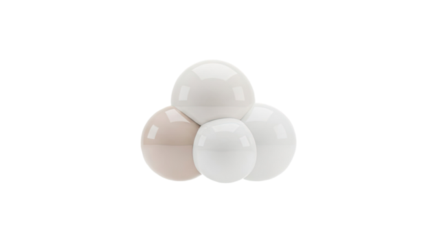 3D Abstract cluster of spheres with reflective surfaces on transparent background - Powered by Adobe