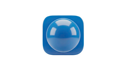 3D Blue Sphere on Rounded Square on transparent background