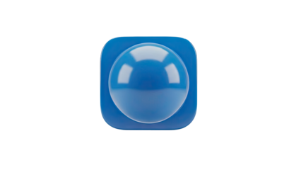 3D Blue Sphere on Rounded Square on transparent background