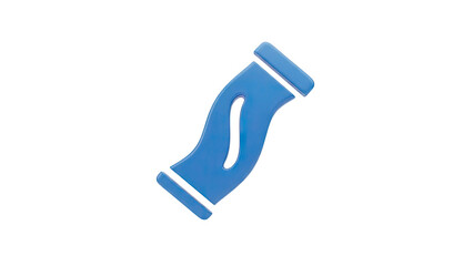 3D Blue S-shaped pipe or hose icon on transparent background