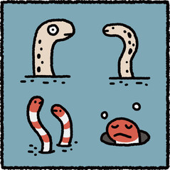 Underwater Garden Eel Character Illustration Set