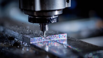 Closeup of an acoustic saw emitting ultrasonic waves during precise calibration work to enhance cutting accuracy and reduce operational noise.