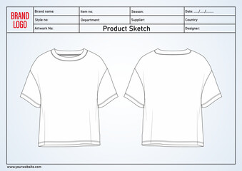 T shirt tops technical drawing vector illustration template for ladies