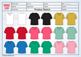 Multicolor t shirt vector illustration template for ladies