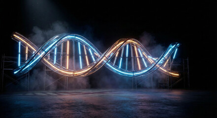  Futuristic 3D Cinematic Stages with Neon Blue and Yellow Lighting