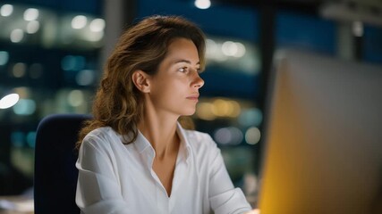 An office worker organizing documents quickly after a meeting reminder appears on a large desktop monitor — efficient corporate workflow, deadline pressure, and synchronized digital calendars.
