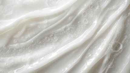 Smooth white cream texture with glossy bubbles