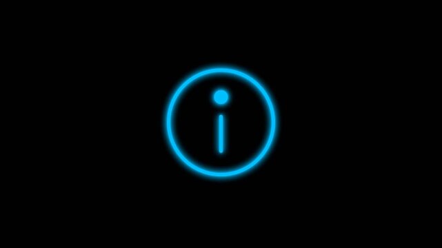 Neon Blue Info Information Icon Animation with Floating Hover Effect and Glow (4K)