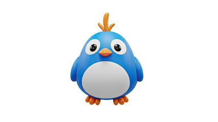 Obraz premium Cute blue cartoon bird on transparent background
