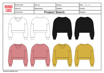 Multicolor sweatshirt blouse tops vector illustration template for ladies