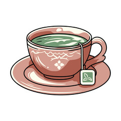 Tea Cup and Steaming Hot Water Illustration