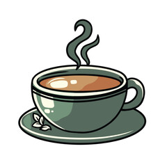 Cozy Brown Tea Cup with Heart Symbol Illustration