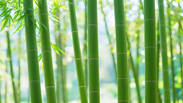 Bamboo forest with green stalks