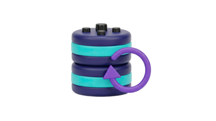 3D Data backup and restore icon on transparent background