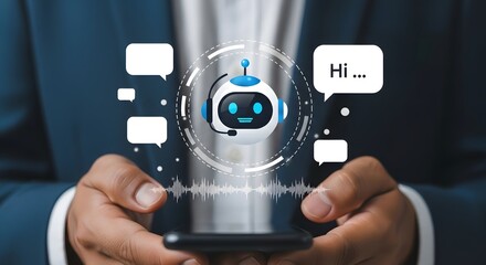 Ai chatbot assistant on mobile phone for customer service virtual support and automation technology