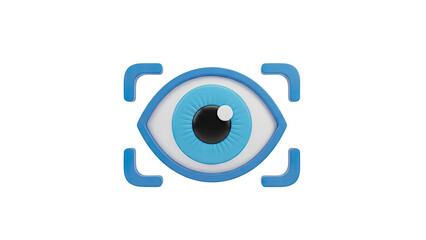 3D Eye Icon with Target Frame on transparent background