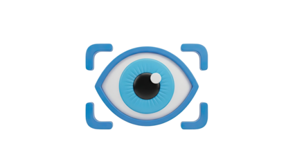 3D Eye Icon with Target Frame on transparent background