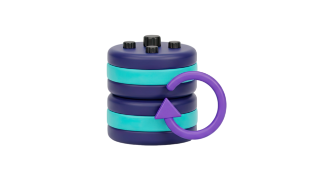 3D Data backup and restore icon on transparent background - Powered by Adobe