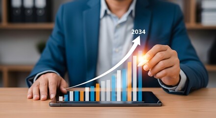 Analyzing business growth charts and financial data for future success and investment planning strategies