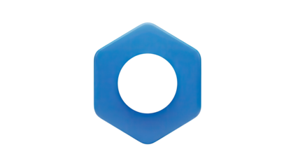 3D Blue Hexagon Shape with White Circle Hole Isolated on White on transparent background