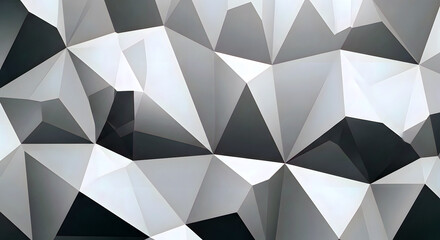 Abstract background featuring a captivating geometric pattern of white gray and black triangular shapes