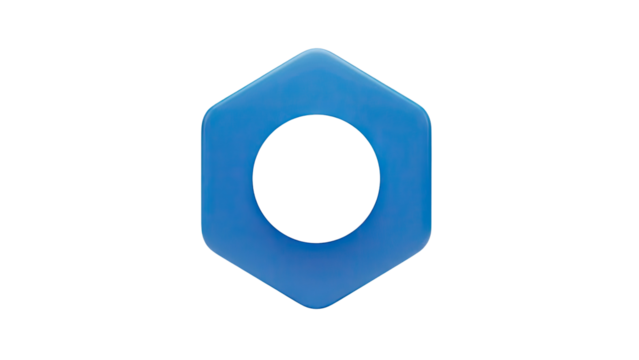 3D Blue Hexagon Shape with White Circle Hole Isolated on White on transparent background - Powered by Adobe