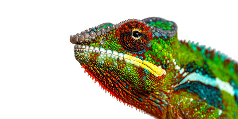 Obraz premium Close Up Chameleon Head Isolated on Transparent Background