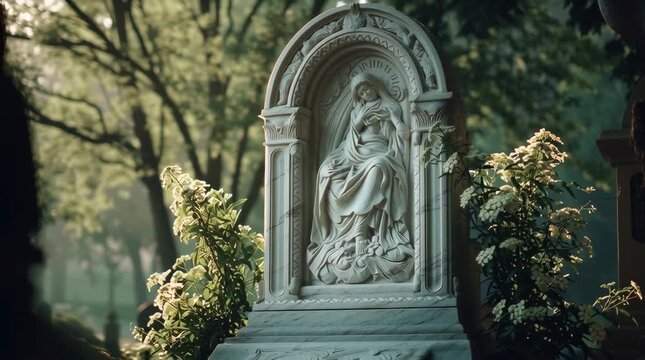 Marble Tombstone in Misty Green Cemetery