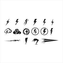 Lightning bolt icon vector set