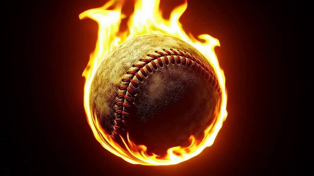 Baseball engulfed in flames