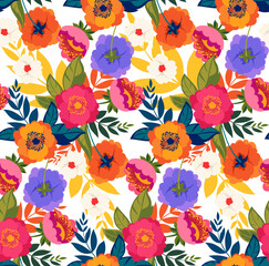 Seamless abstract pattern. Flowers pattern design.