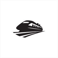 Naklejka premium Silhouette modern high speed train transportation vector illustration