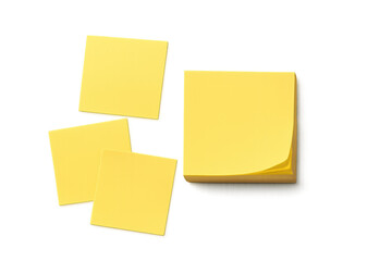 Yellow blank sticky notes pile reminder memo concept