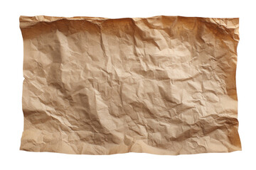Crumpled Brown Paper Texture Background for Design Projects Isolated on Transparent Background