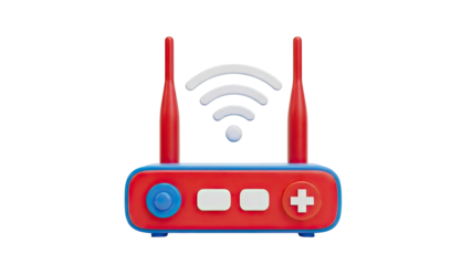 3D Cartoon Wifi Router Icon on transparent background