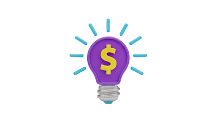 3D Dollar sign light bulb concept for financial ideas on transparent background