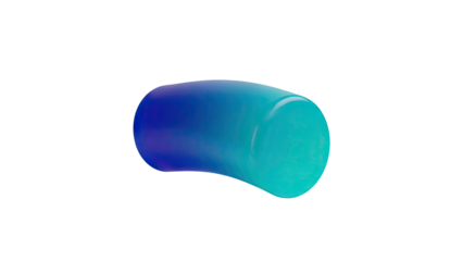 3D Abstract fluid shape with blue to teal gradient on transparent background