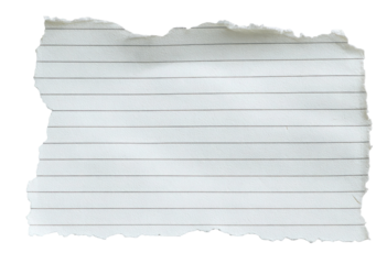 Torn Notebook Paper with Ripped Edges and Lined Texture Isolated on Transparent Background