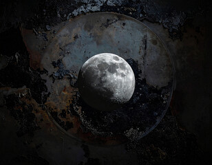 Full Moon Over Dark Ocean Fantasy Landscape