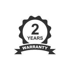 2 years warranty icon. 2 years warranty badge vector design. 2 year warranty label. Product protection and quality assurance emblem